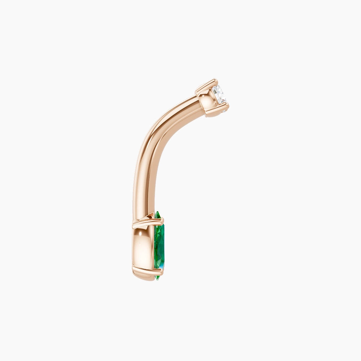 Nut | 18k Rose Gold 5 mm 8 mm Oval Emerald & Diamond Belly Piercing