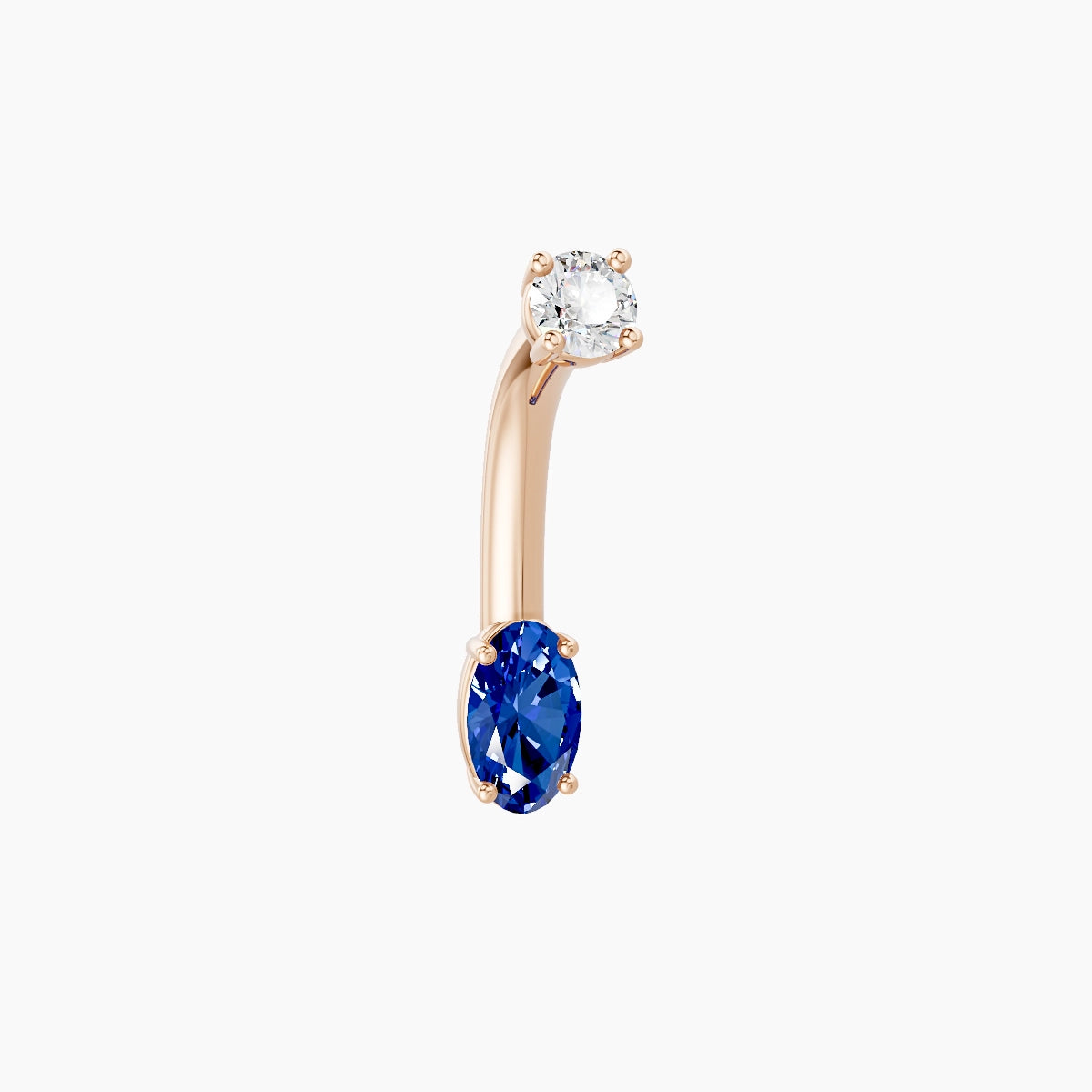 Nut | 18k Rose Gold 5 mm 8 mm Oval Sapphire & Diamond Belly Piercing