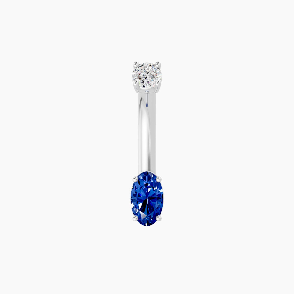 Nut | 18k White Gold 5 mm 8 mm Oval Sapphire & Diamond Belly Piercing