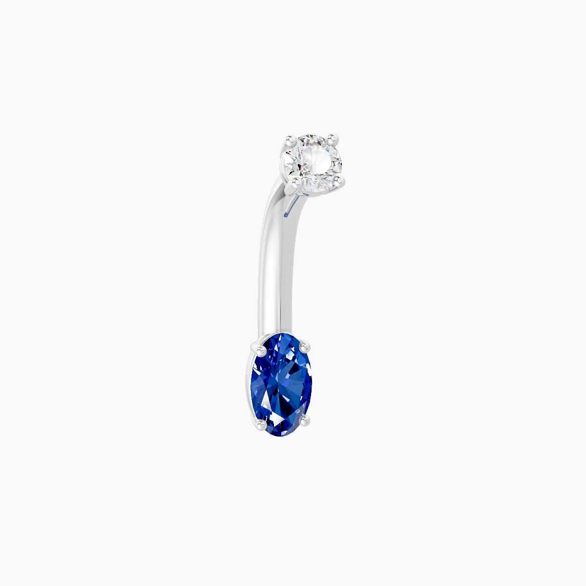 Nut | 18k White Gold 5 mm 8 mm Oval Sapphire & Diamond Belly Piercing