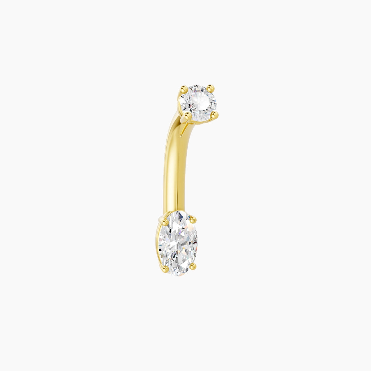 Nut | 18k Yellow Gold 5 mm 8 mm Oval Diamond Belly Piercing