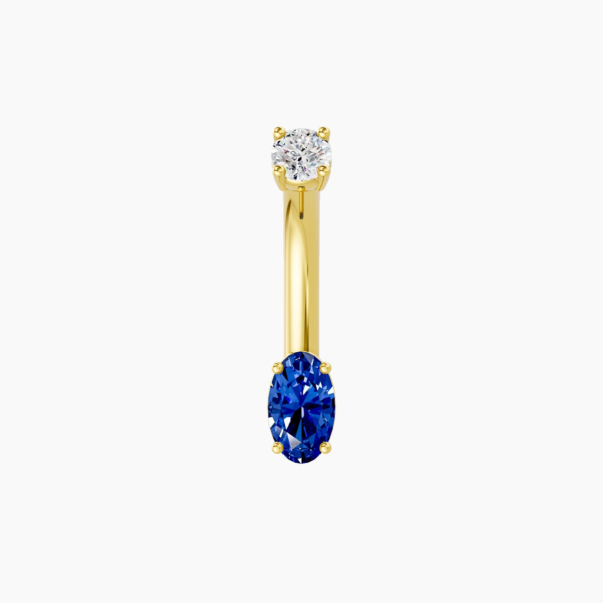 Nut | 18k Yellow Gold 5 mm 8 mm Oval Sapphire & Diamond Belly Piercing