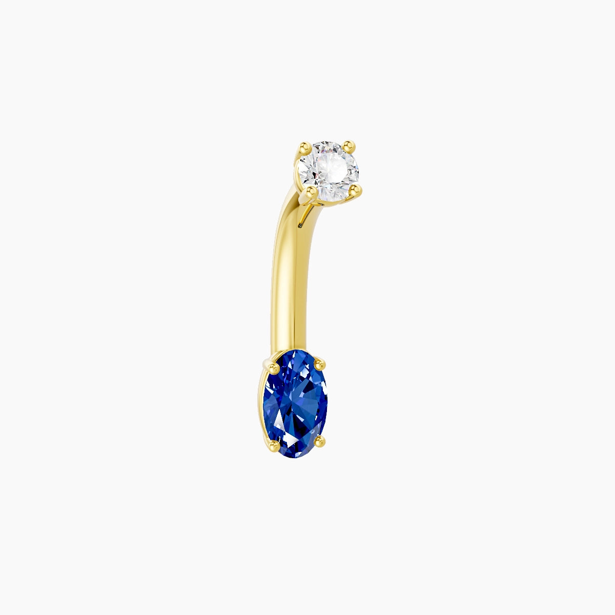 Nut | 18k Yellow Gold 5 mm 8 mm Oval Sapphire & Diamond Belly Piercing
