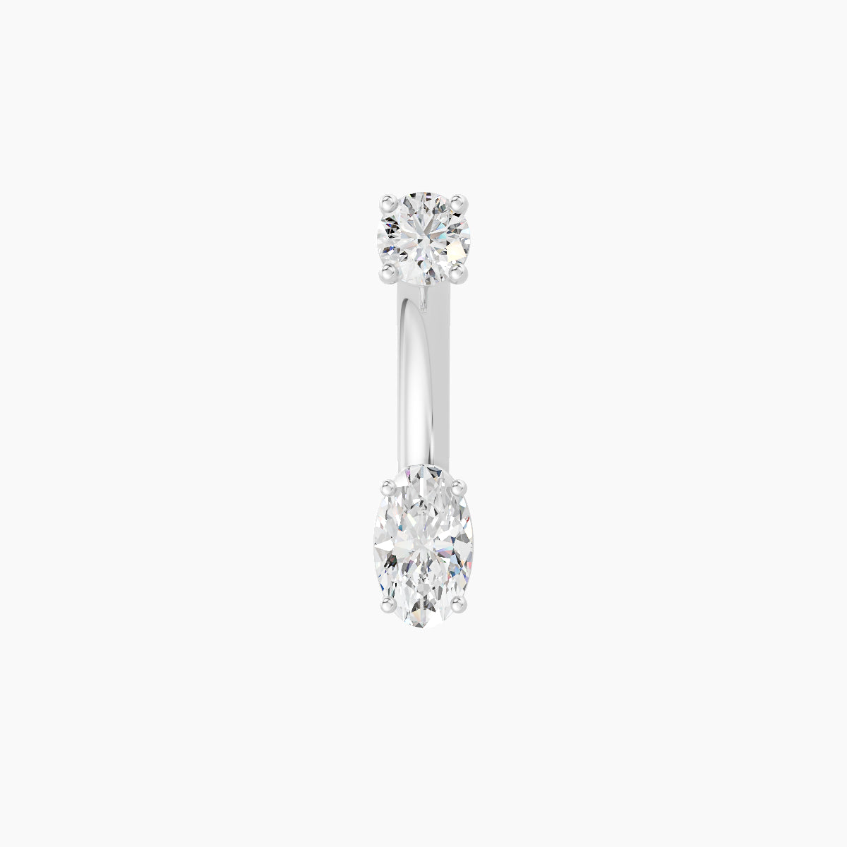 Nut | 18k White Gold 5 mm 8 mm Oval Diamond Navel Piercing