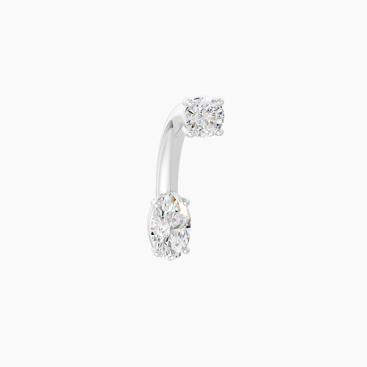 Nut | 18k White Gold 5 mm 8 mm Oval Diamond Navel Piercing