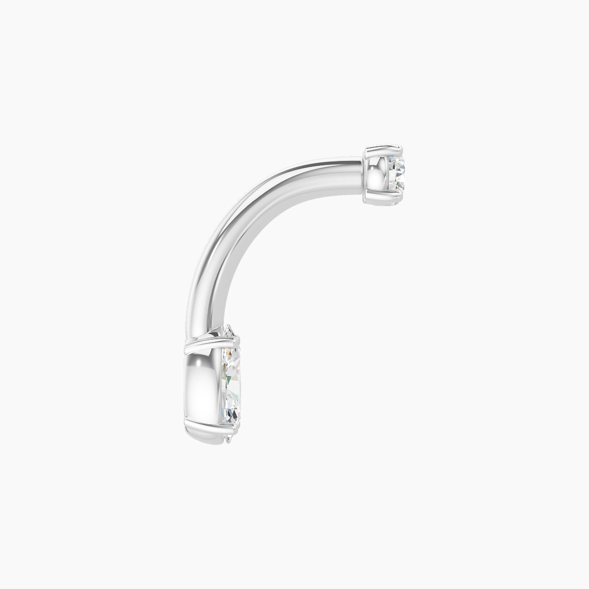 Nut | 18k White Gold 5 mm 8 mm Oval Diamond Navel Piercing