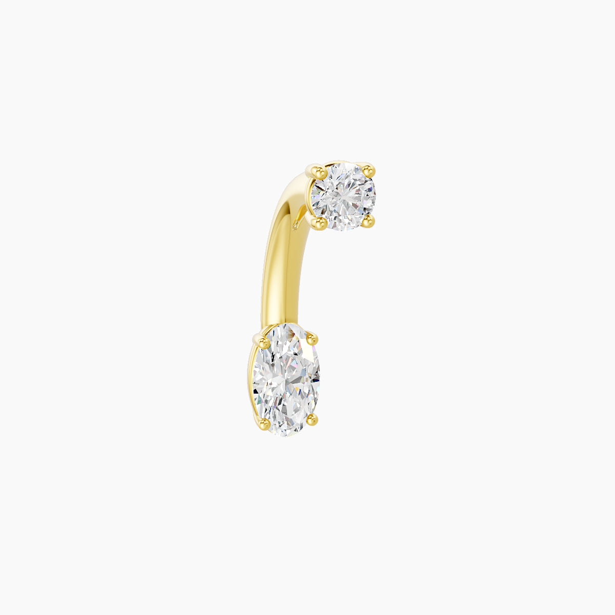 Nut | 18k Yellow Gold 5 mm 8 mm Oval Diamond Navel Piercing
