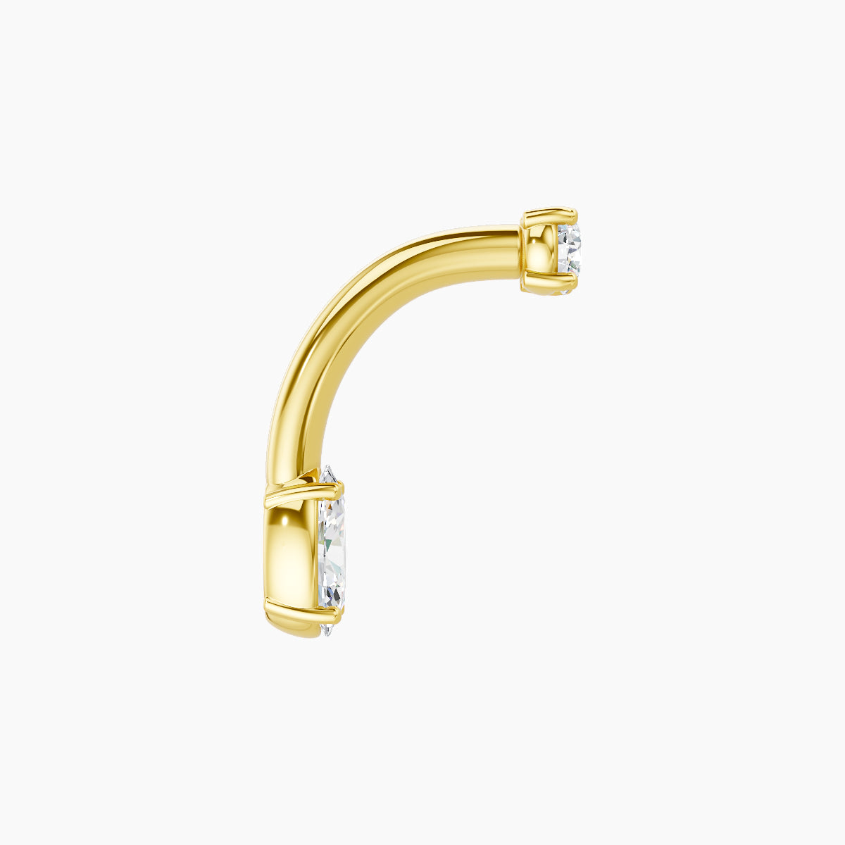 Nut | 18k Yellow Gold 5 mm 8 mm Oval Diamond Navel Piercing