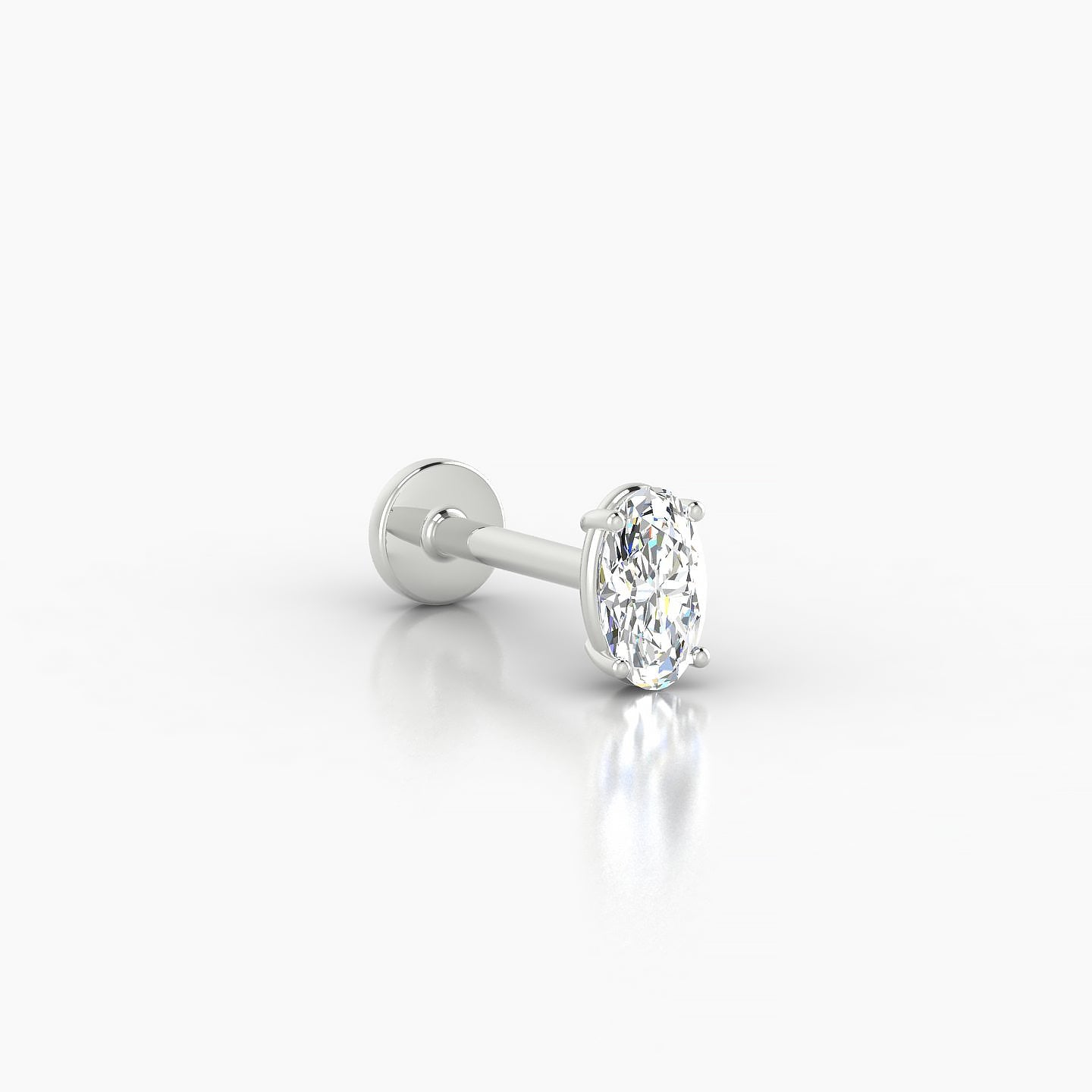 Nut | 18k White Gold 5 mm 8 mm Oval Diamond Nostril Piercing