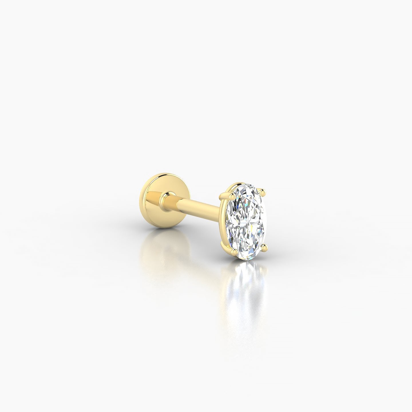 Nut | 18k Yellow Gold 5 mm 8 mm Oval Diamond Nostril Piercing