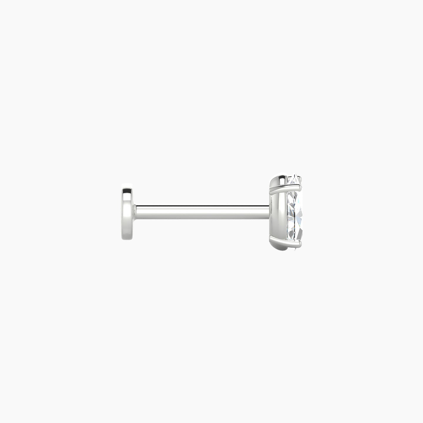 Nut | 18k White Gold 5 mm 8 mm Oval Diamond Nostril Piercing