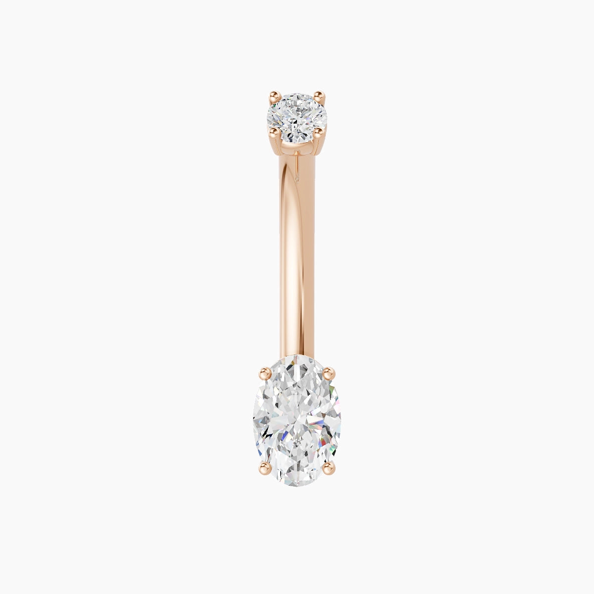 Nut | 18k Rose Gold 6 mm 10 mm Oval Diamond Belly Piercing