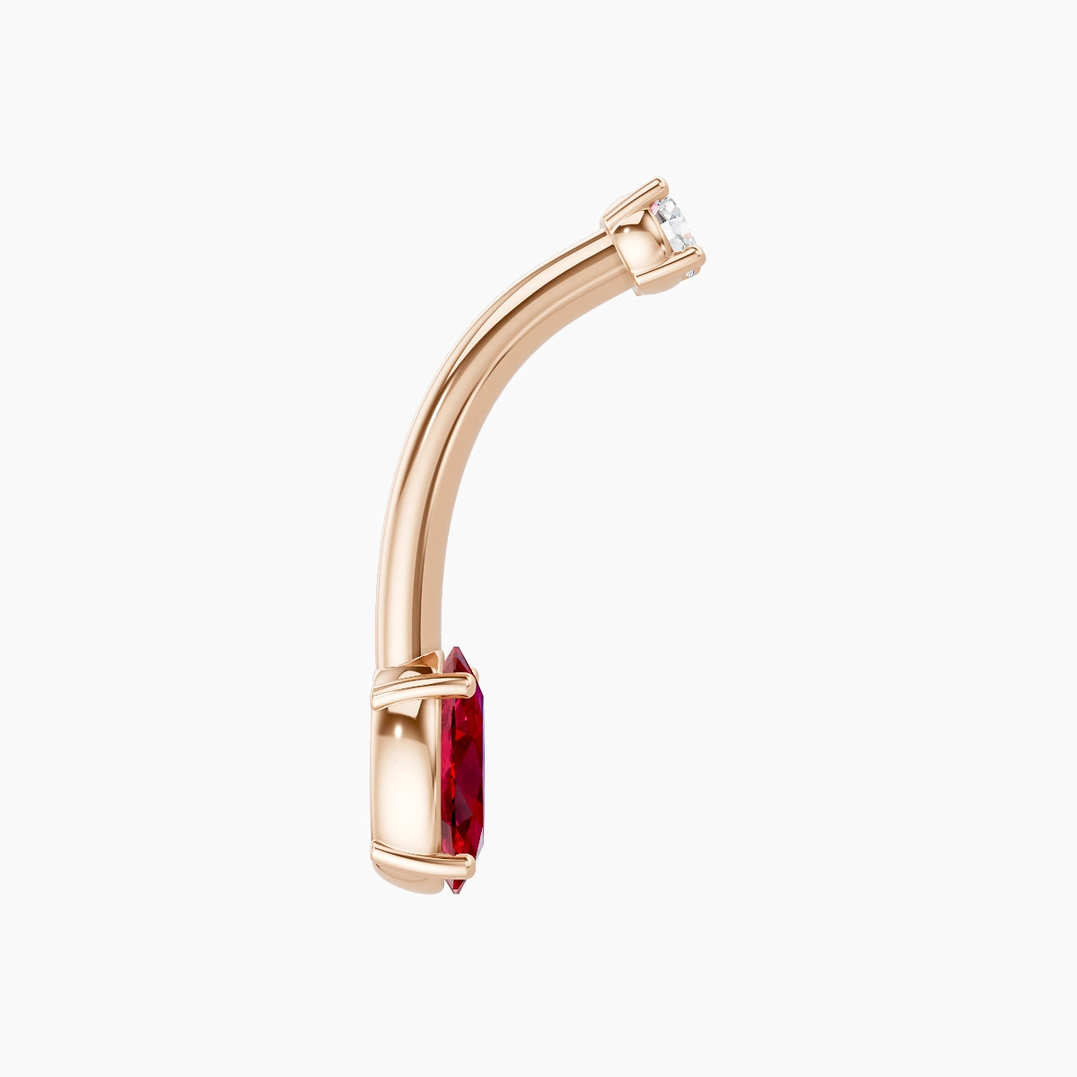 Nut | 18k Rose Gold 6 mm 10 mm Oval Ruby & Diamond Belly Piercing