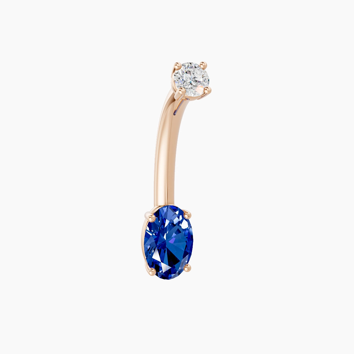 Nut | 18k Rose Gold 6 mm 10 mm Oval Sapphire & Diamond Belly Piercing