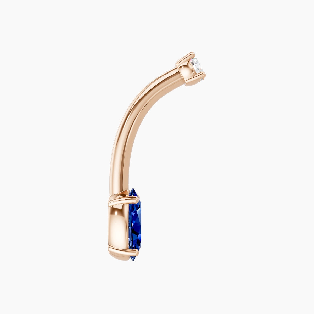 Nut | 18k Rose Gold 6 mm 10 mm Oval Sapphire & Diamond Belly Piercing
