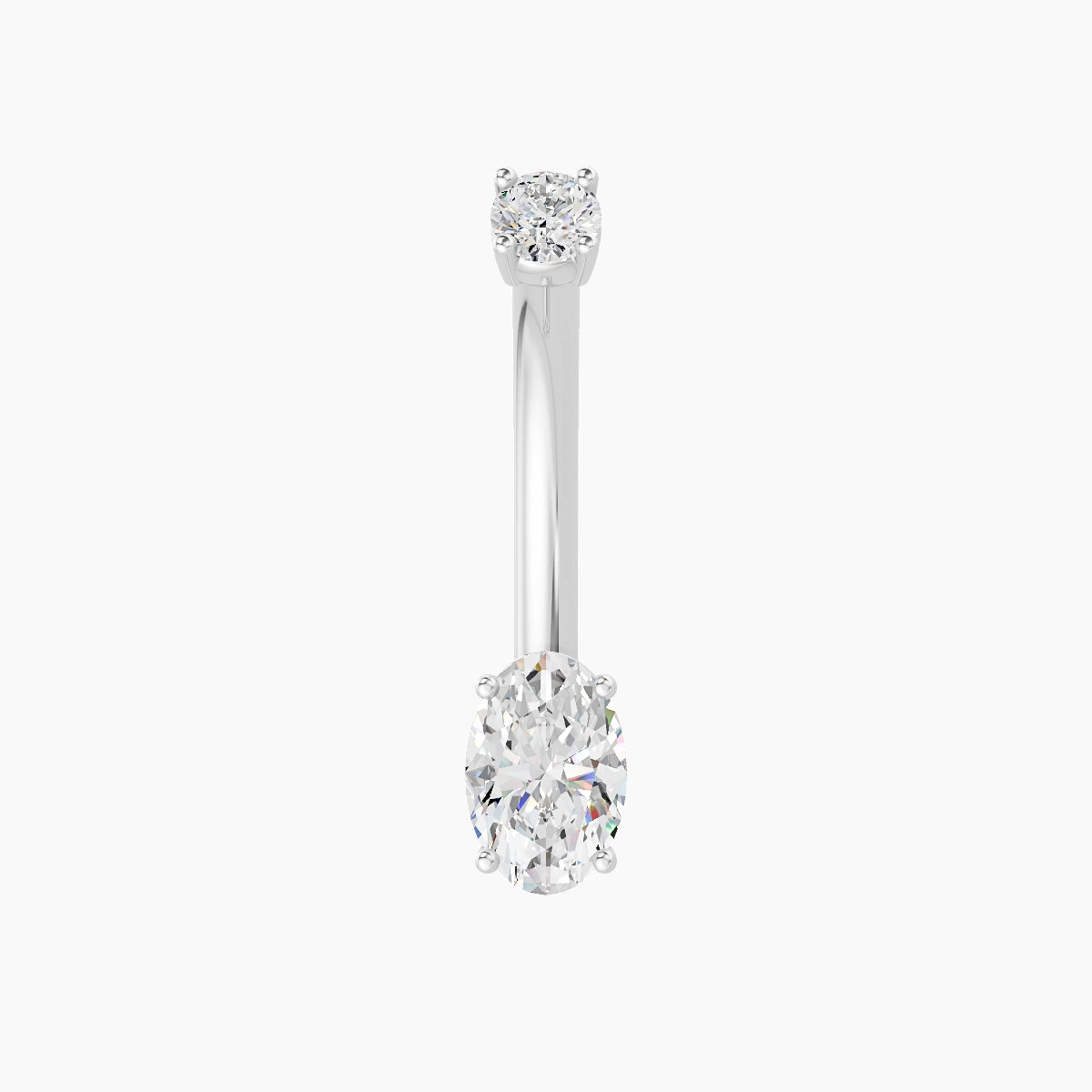 Nut | 18k White Gold 6 mm 10 mm Oval Diamond Belly Piercing