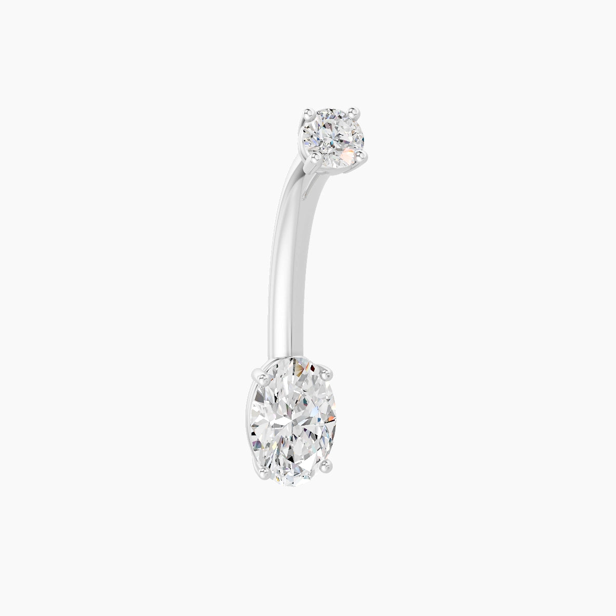 Nut | 18k White Gold 6 mm 10 mm Oval Diamond Belly Piercing