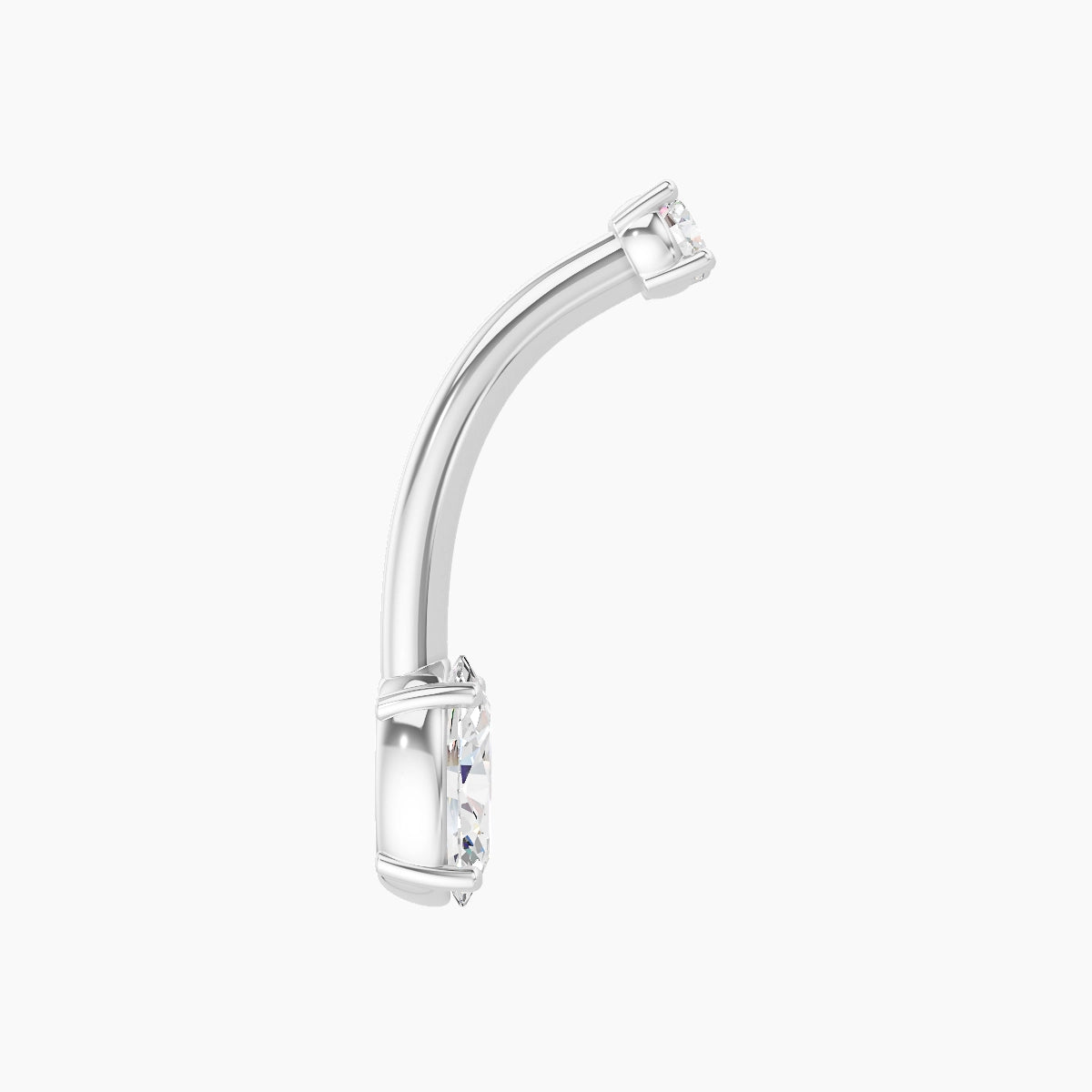Nut | 18k White Gold 6 mm 10 mm Oval Diamond Belly Piercing