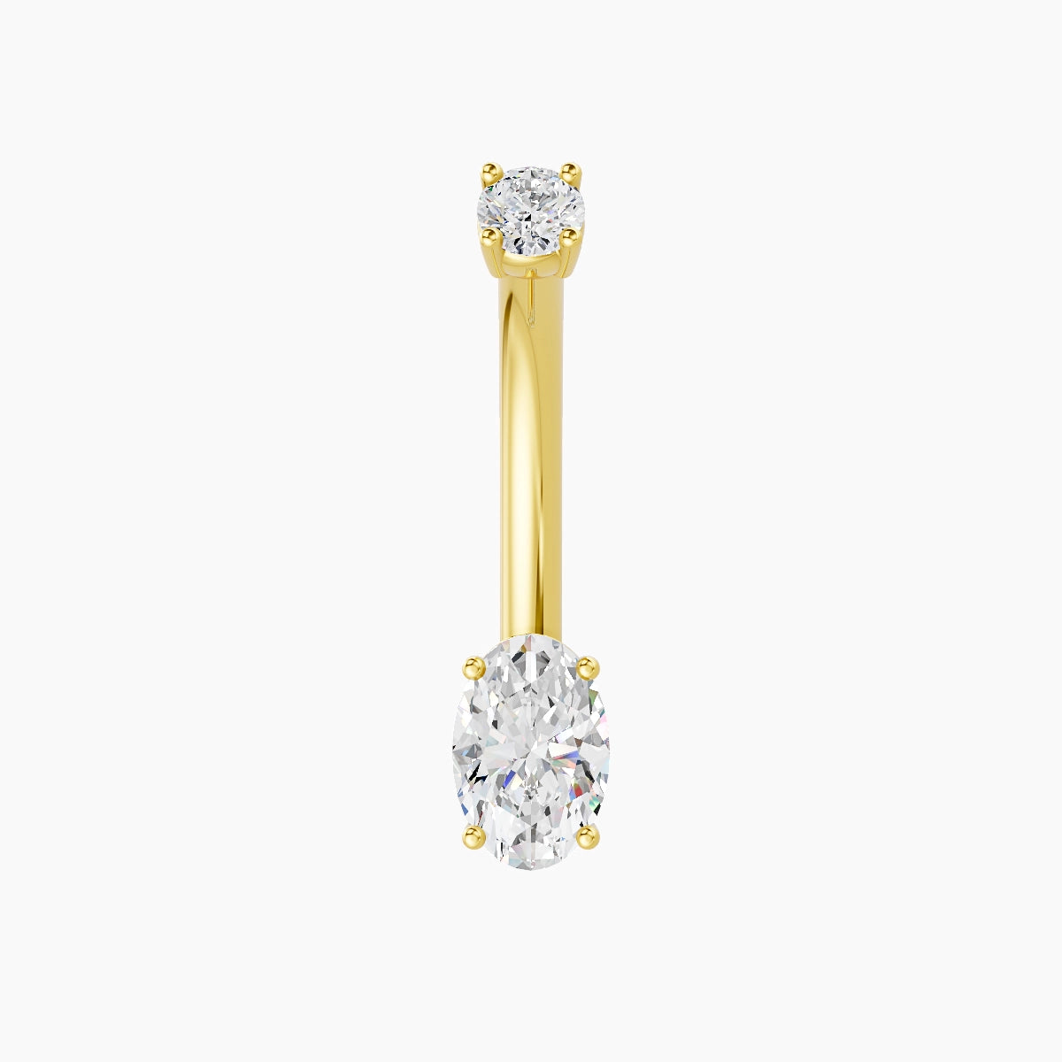 Nut | 18k Yellow Gold 6 mm 10 mm Oval Diamond Belly Piercing