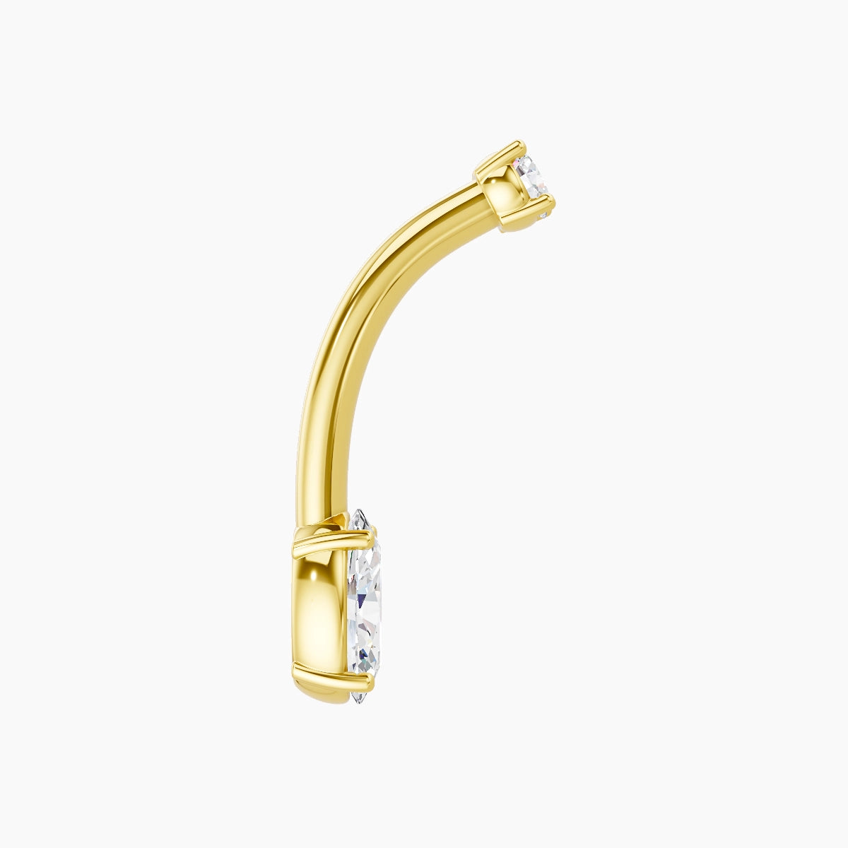 Nut | 18k Yellow Gold 6 mm 10 mm Oval Diamond Belly Piercing