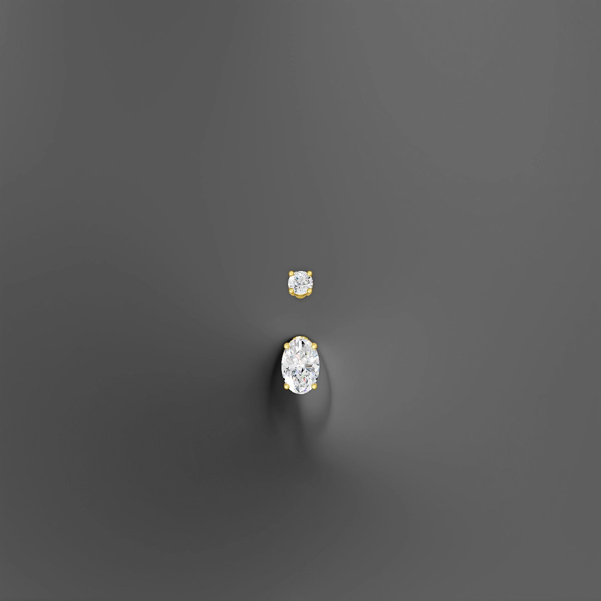Nut | 18k Yellow Gold 6 mm 10 mm Oval Diamond Belly Piercing