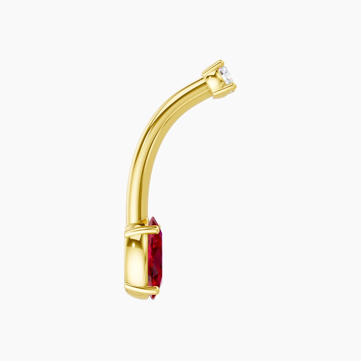 Nut | 18k Yellow Gold 6 mm 10 mm Oval Ruby & Diamond Belly Piercing
