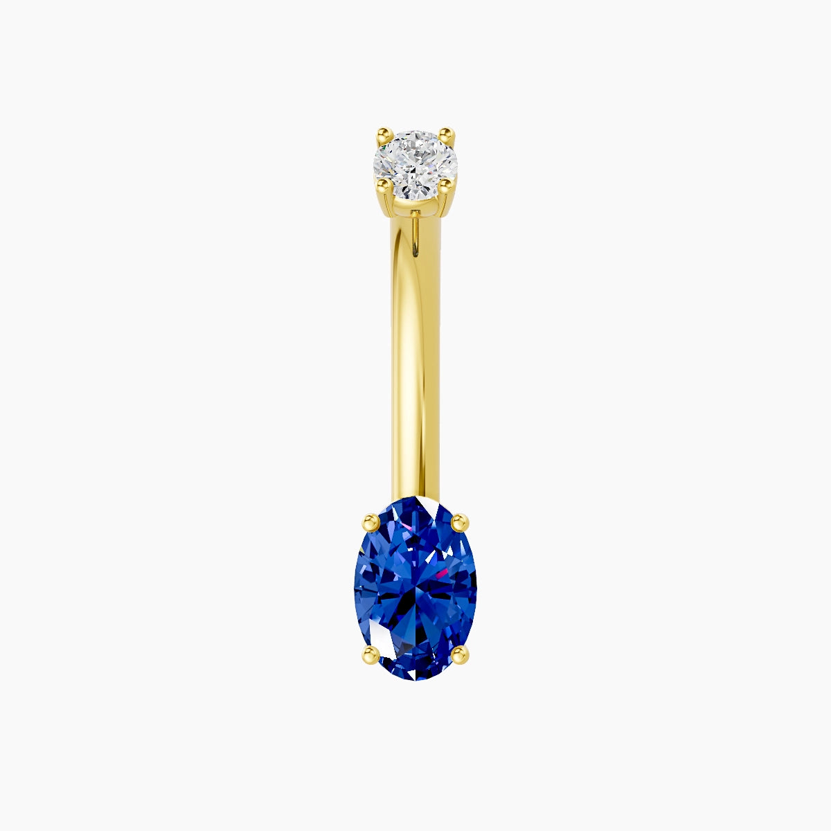 Nut | 18k Yellow Gold 6 mm 10 mm Oval Sapphire & Diamond Belly Piercing