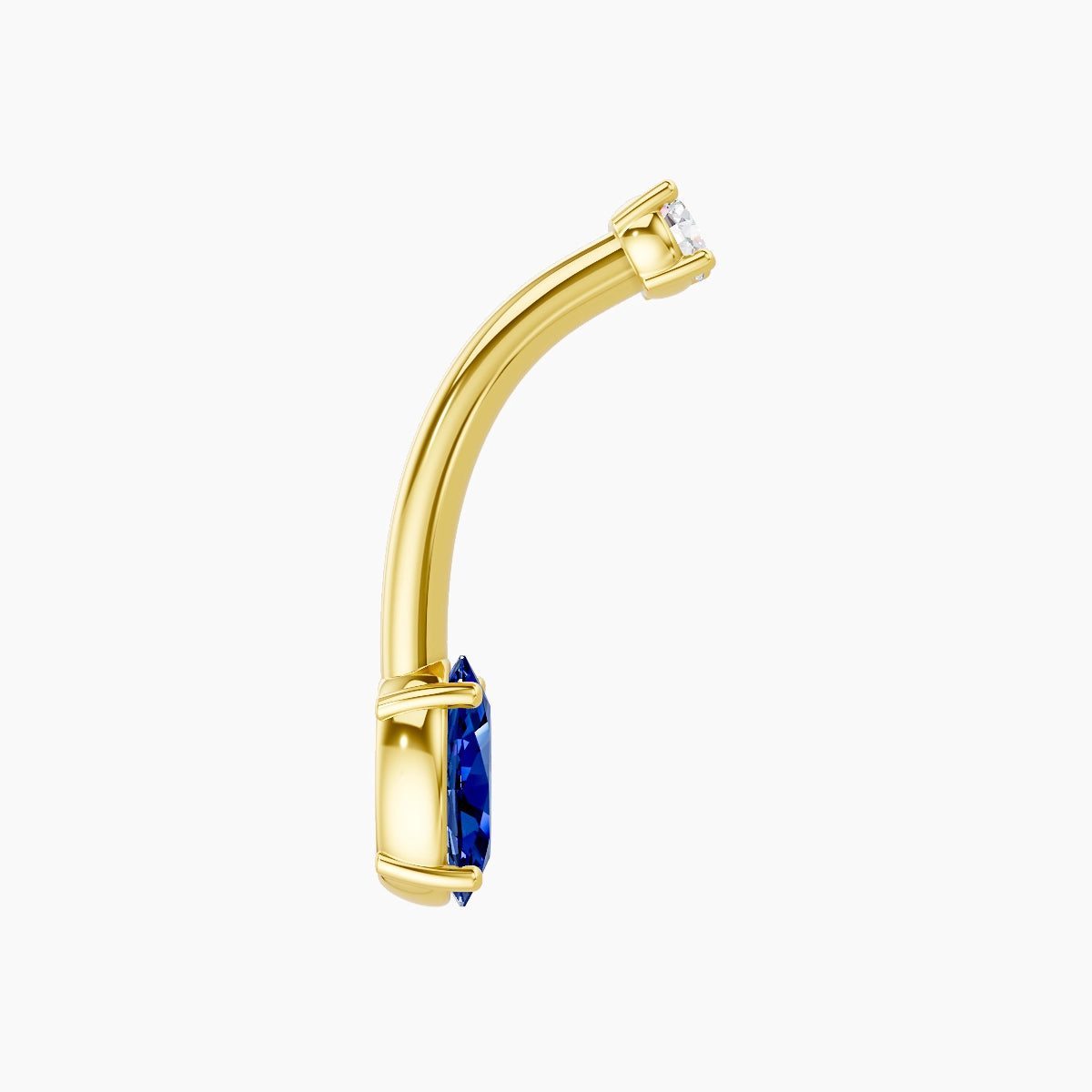 Nut | 18k Yellow Gold 6 mm 10 mm Oval Sapphire & Diamond Belly Piercing