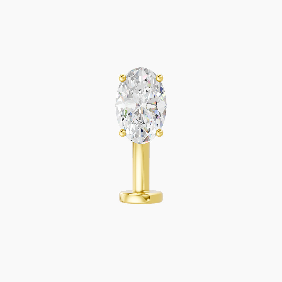 Nut | 18k Yellow Gold 6 mm 10 mm Oval Diamond Floating Navel Piercing