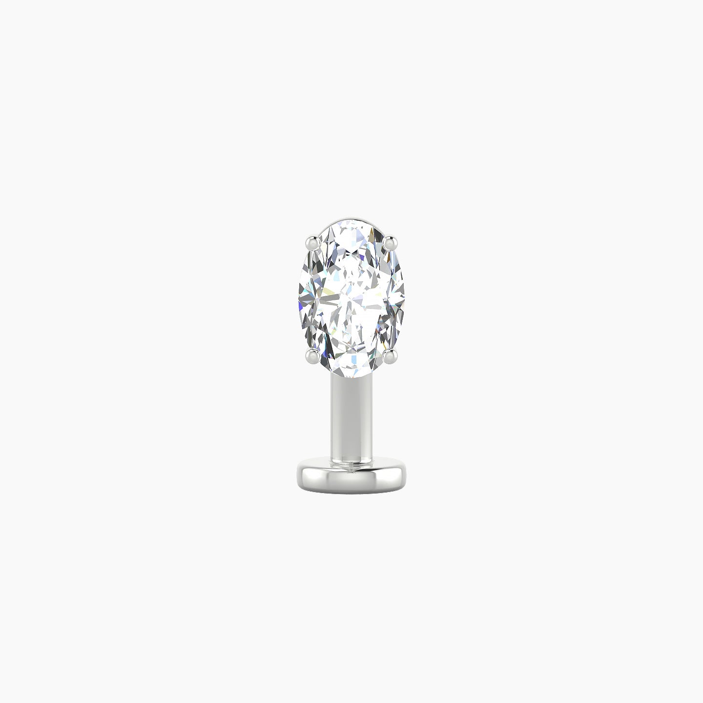 Nut | 18k White Gold 6 mm 10 mm Oval Diamond Floating Navel Piercing