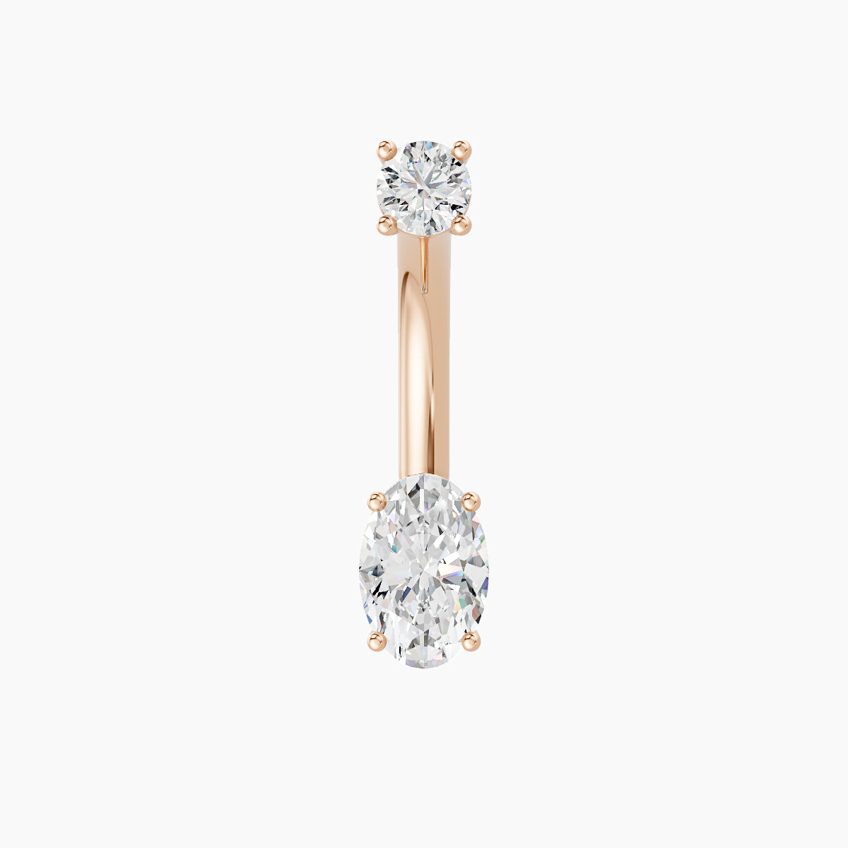 Nut | 18k Rose Gold 6 mm 10 mm Oval Diamond Navel Piercing