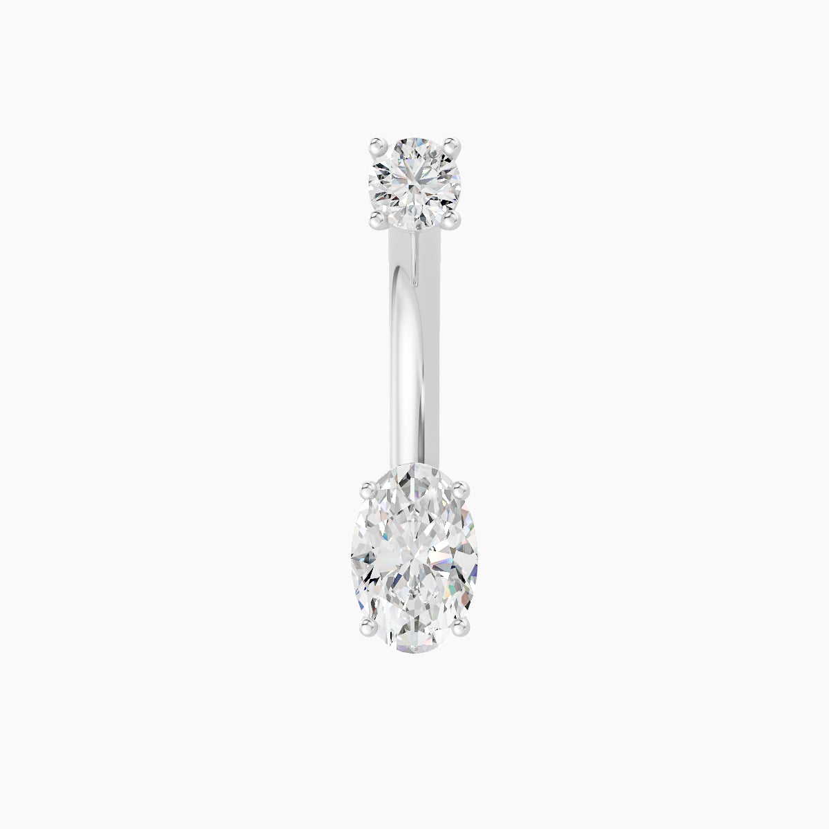 Nut | 18k White Gold 6 mm 10 mm Oval Diamond Navel Piercing