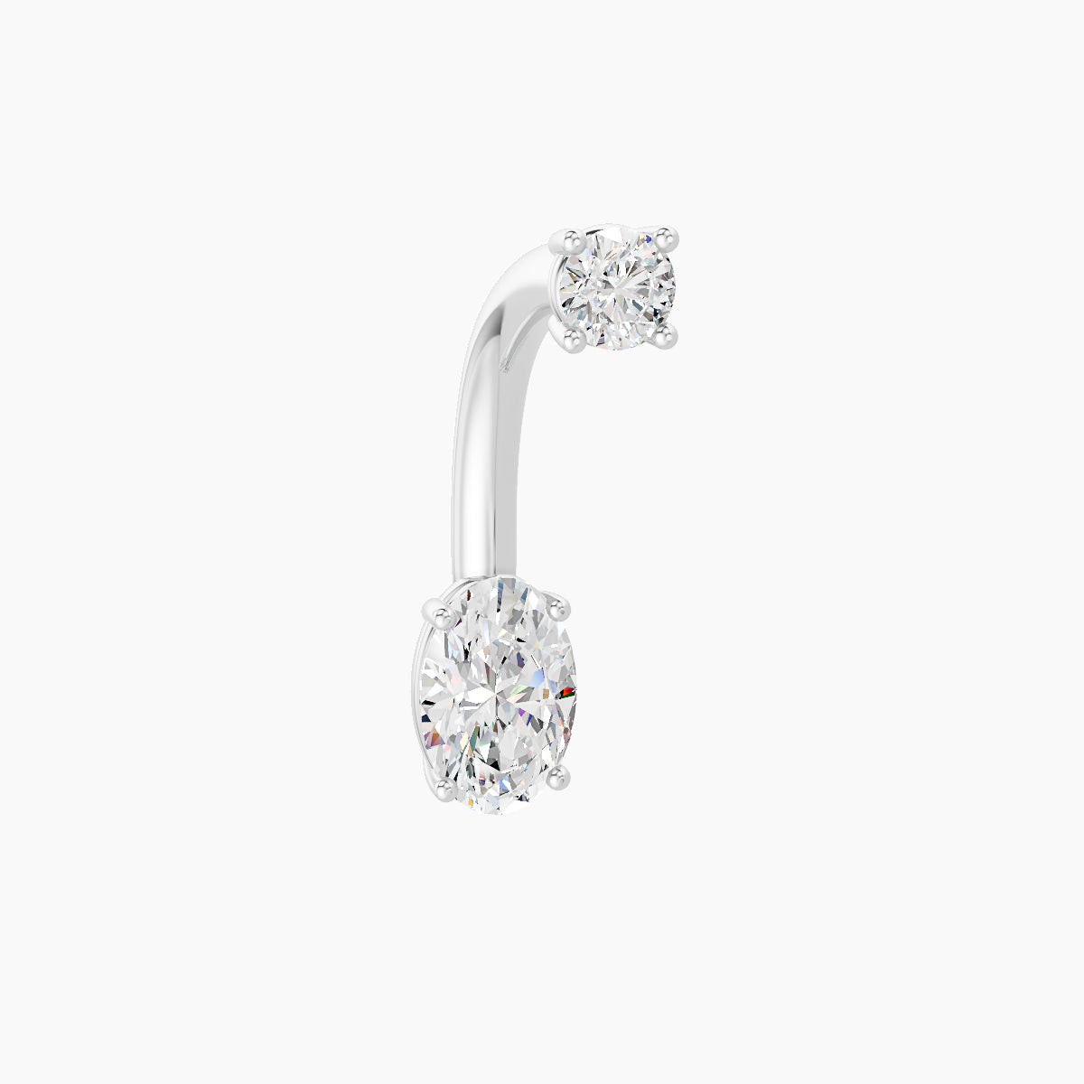 Nut | 18k White Gold 6 mm 10 mm Oval Diamond Navel Piercing