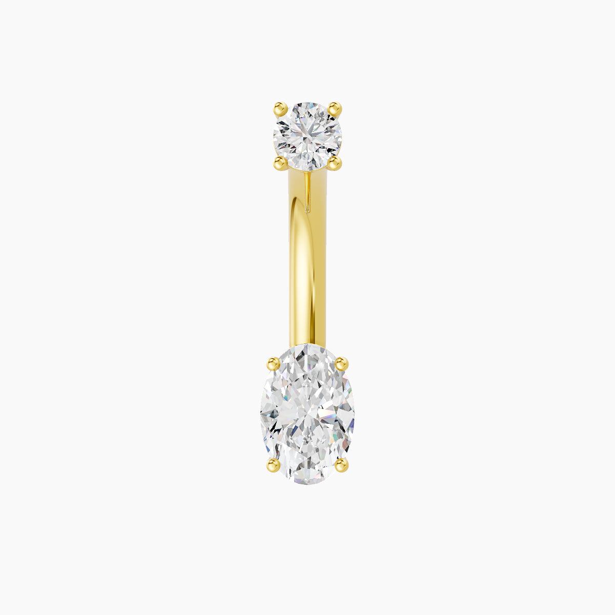 Nut | 18k Yellow Gold 6 mm 10 mm Oval Diamond Navel Piercing