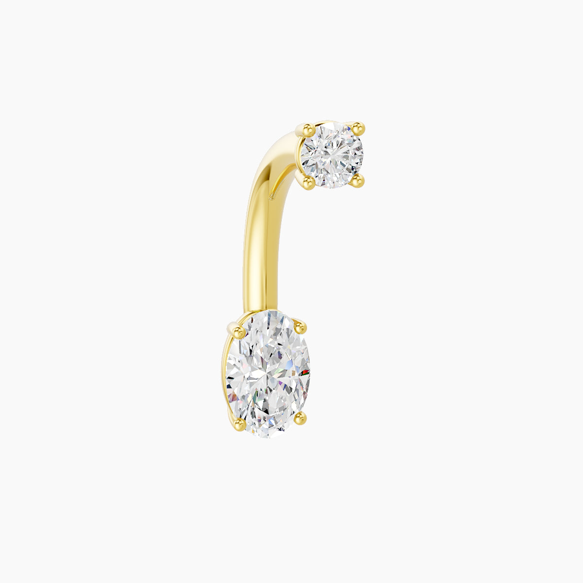 Nut | 18k Yellow Gold 6 mm 10 mm Oval Diamond Navel Piercing