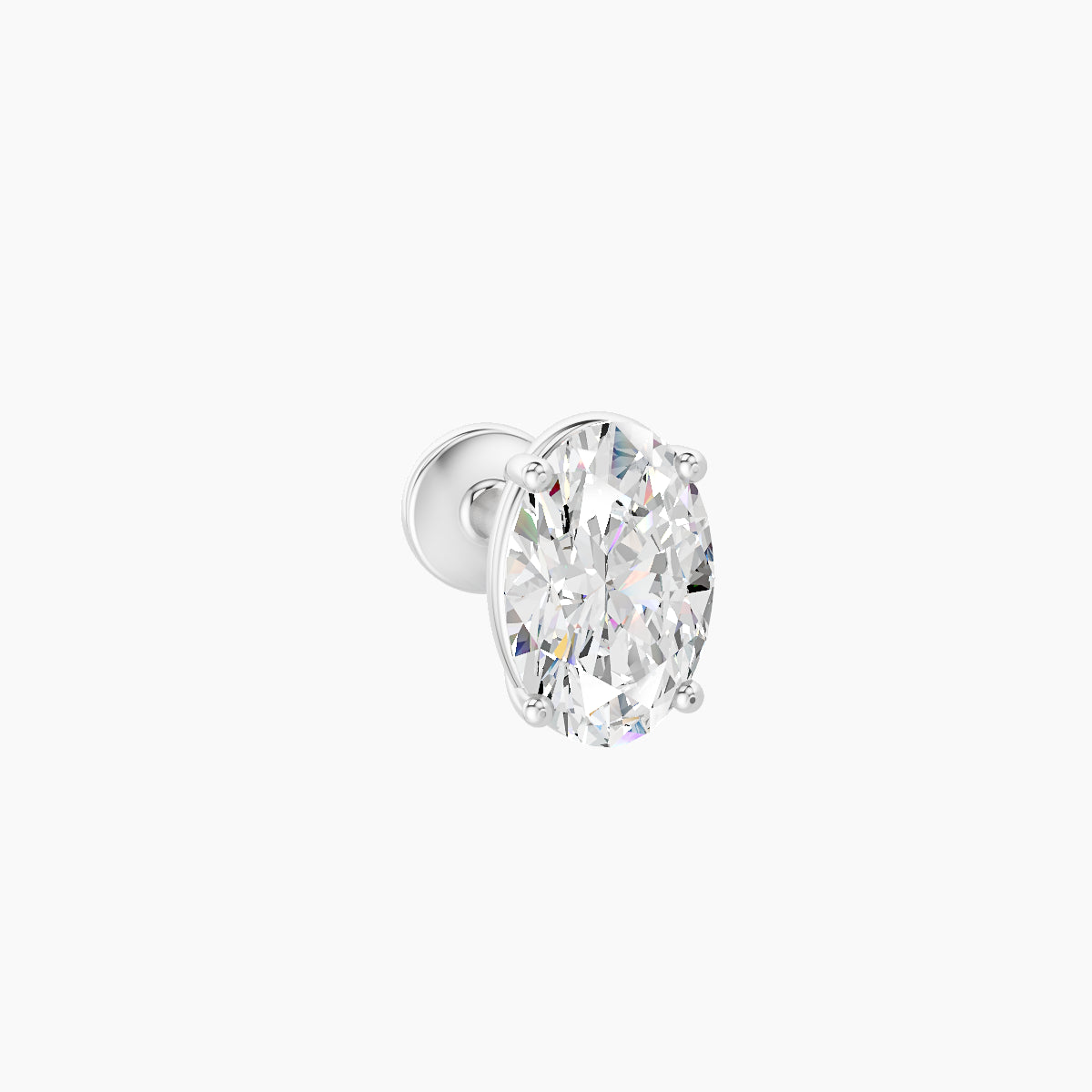 Nut | 18k White Gold 6 mm 5 mm Oval Diamond Piercing