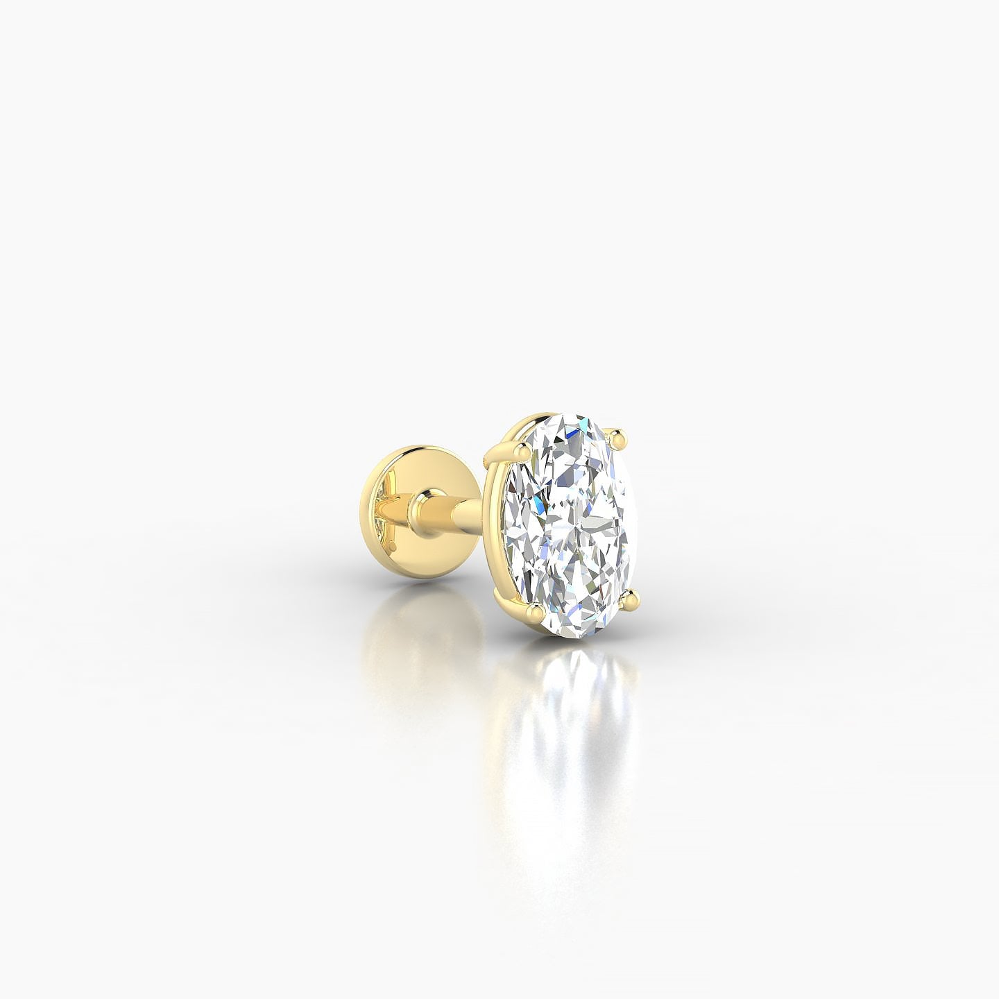 Nut | 18k Yellow Gold 6 mm 5 mm Oval Diamond Piercing