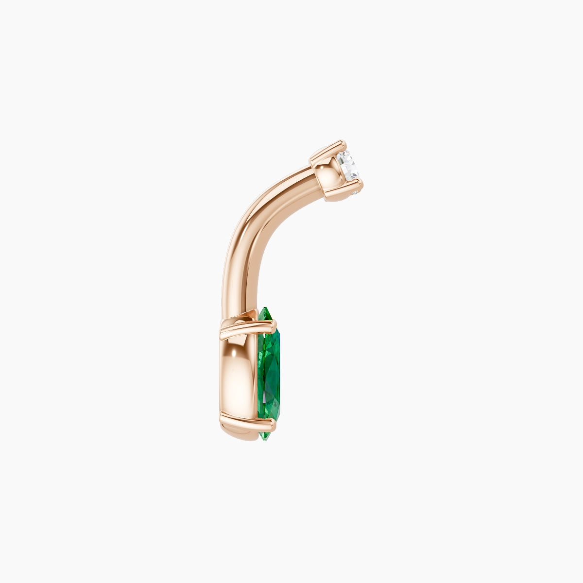 Nut | 18k Rose Gold 6 mm 6 mm Oval Emerald & Diamond Belly Piercing