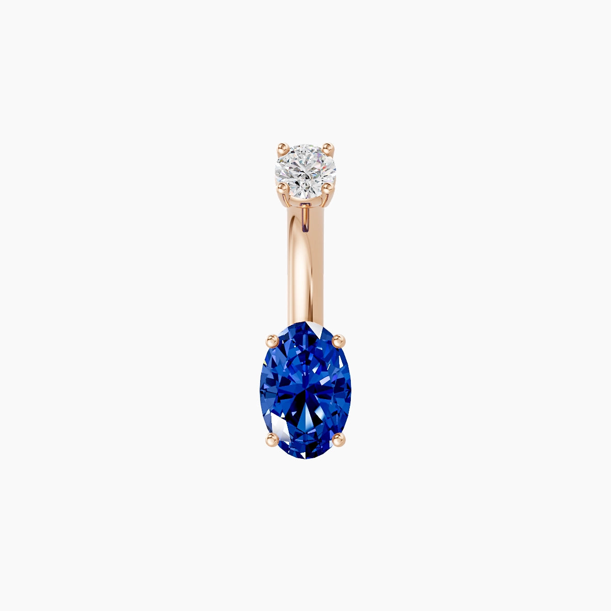 Nut | 18k Rose Gold 6 mm 6 mm Oval Sapphire & Diamond Belly Piercing