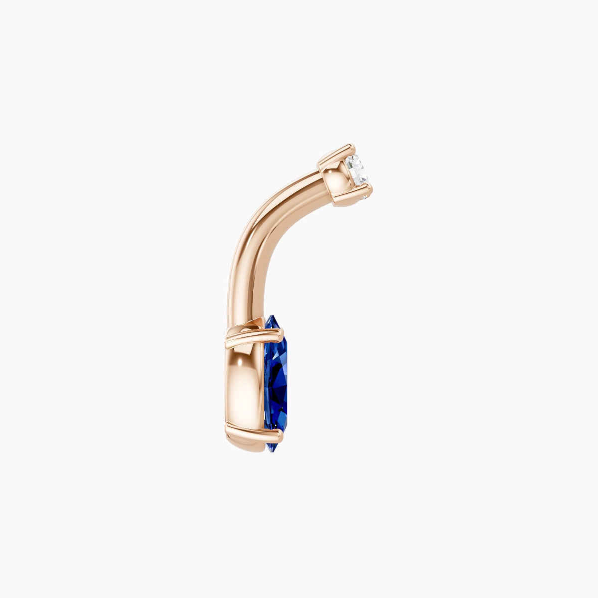 Nut | 18k Rose Gold 6 mm 6 mm Oval Sapphire & Diamond Belly Piercing