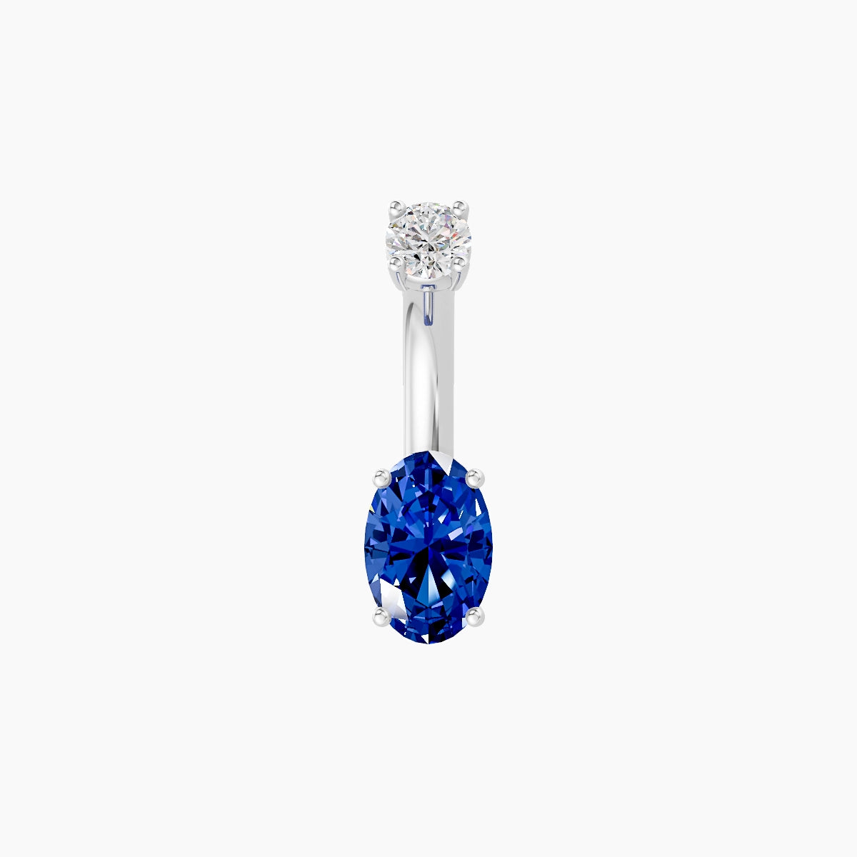 Nut | 18k White Gold 6 mm 6 mm Oval Sapphire & Diamond Belly Piercing