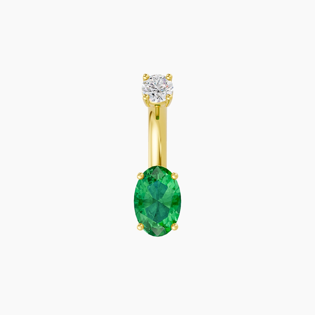 Nut | 18k Yellow Gold 6 mm 6 mm Oval Emerald & Diamond Belly Piercing