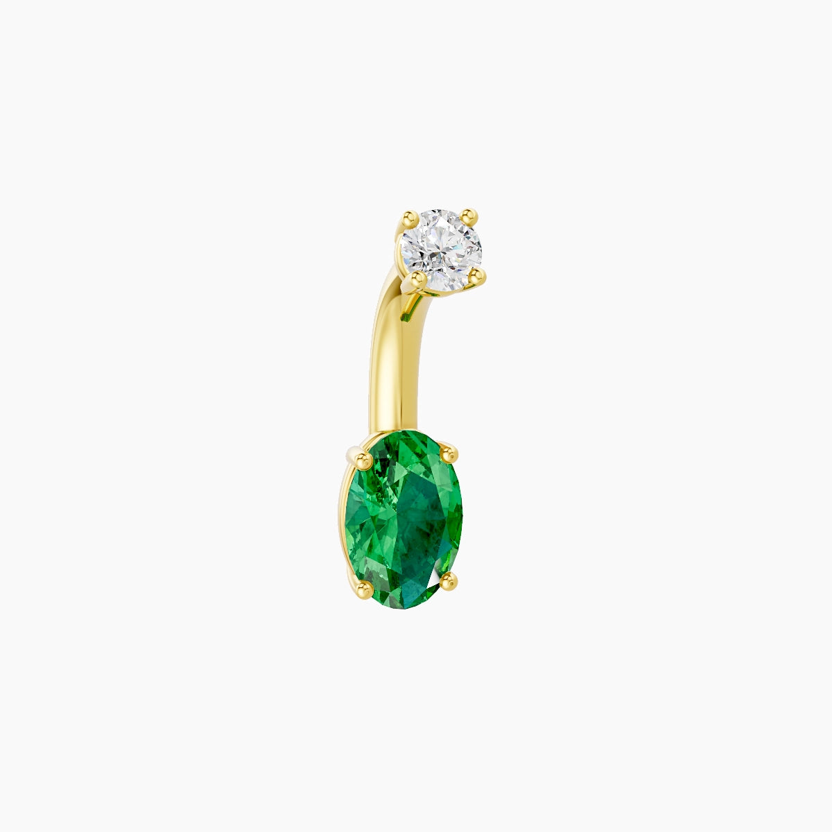 Nut | 18k Yellow Gold 6 mm 6 mm Oval Emerald & Diamond Belly Piercing
