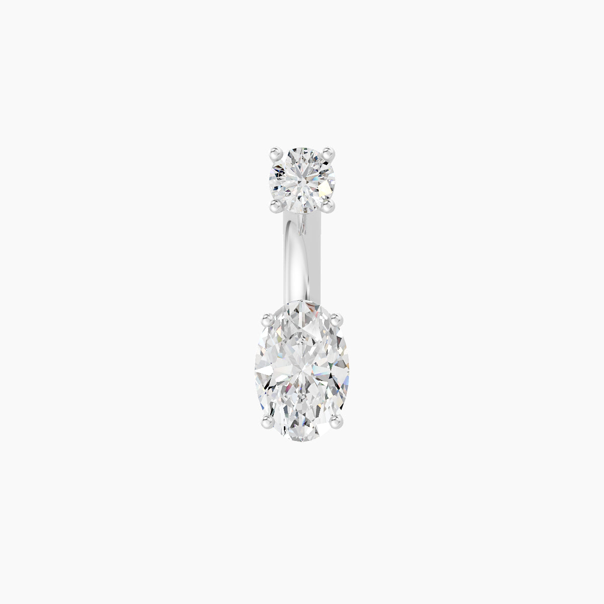 Nut | 18k White Gold 6 mm 6 mm Oval Diamond Navel Piercing