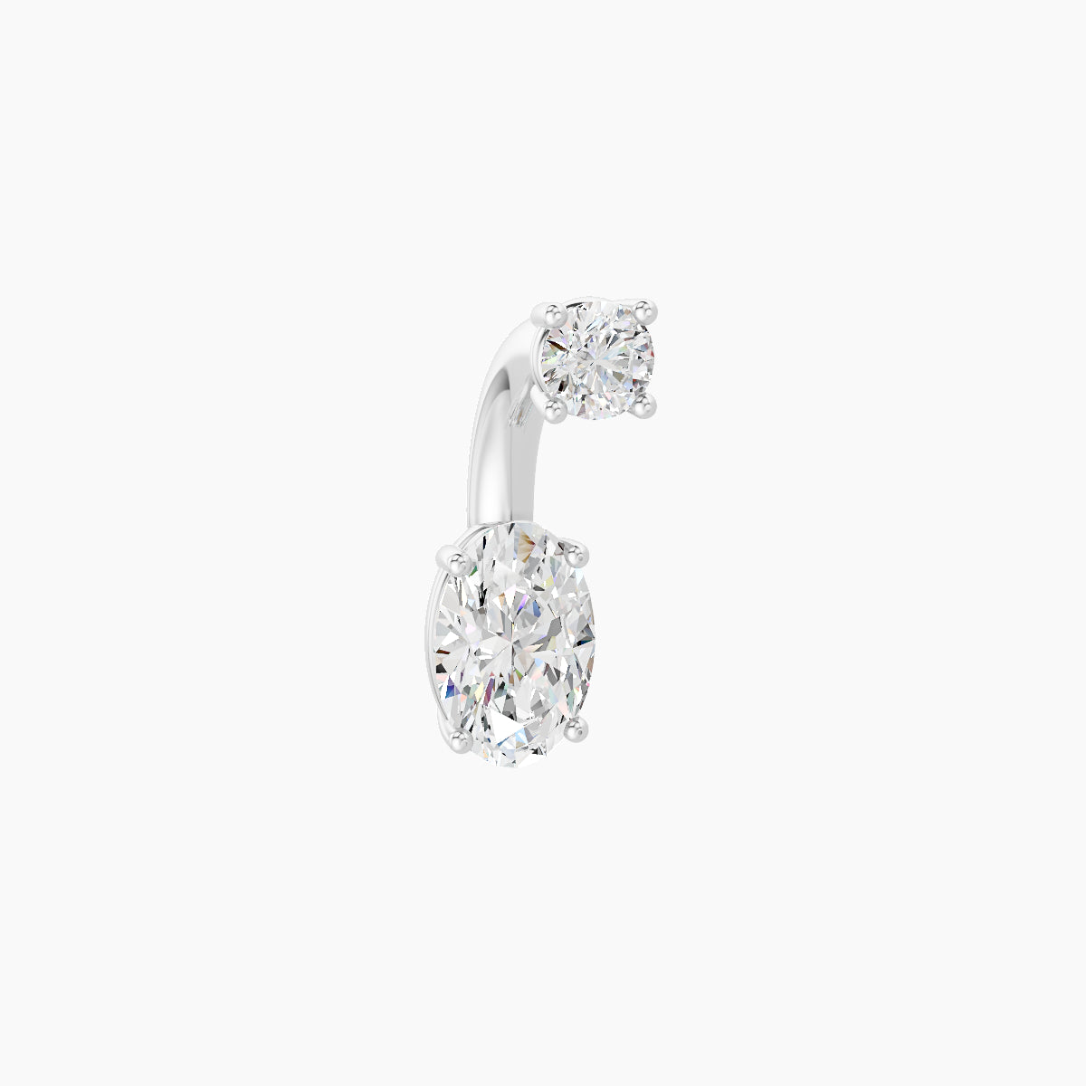 Nut | 18k White Gold 6 mm 6 mm Oval Diamond Navel Piercing