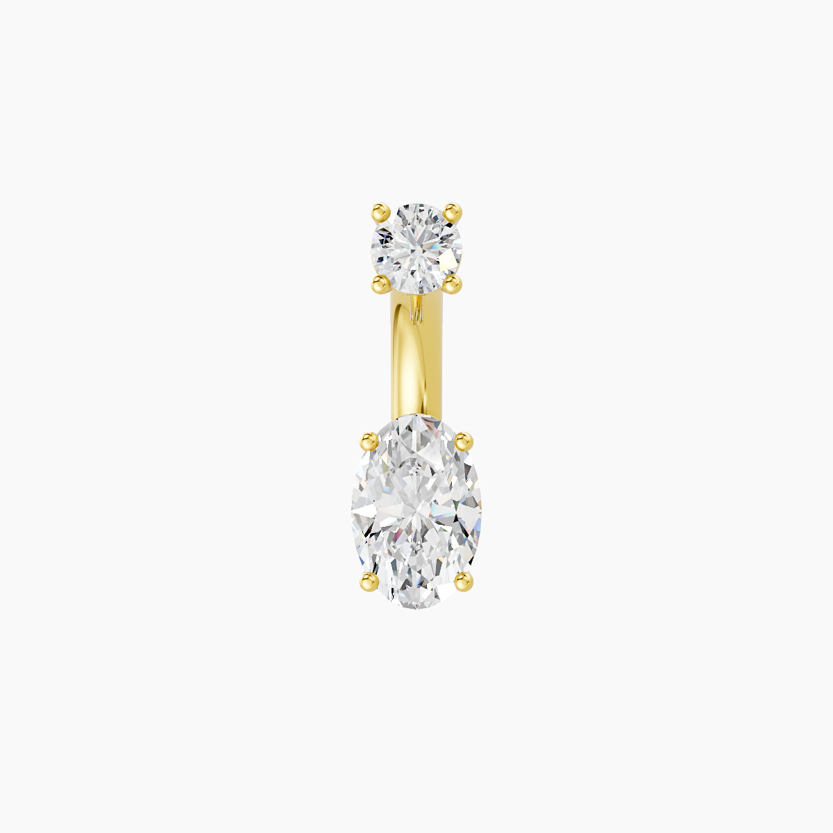 Nut | 18k Yellow Gold 6 mm 6 mm Oval Diamond Navel Piercing