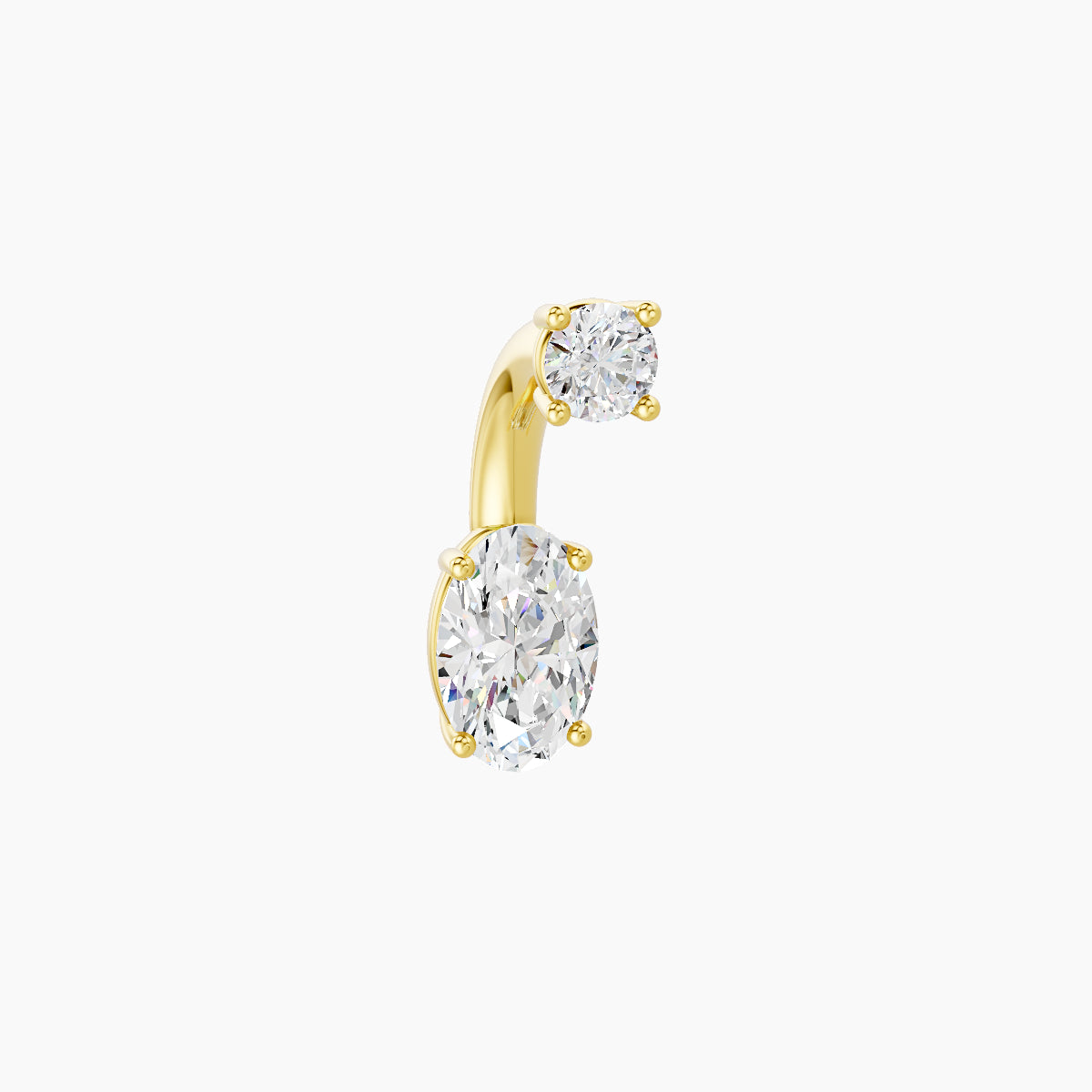 Nut | 18k Yellow Gold 6 mm 6 mm Oval Diamond Navel Piercing