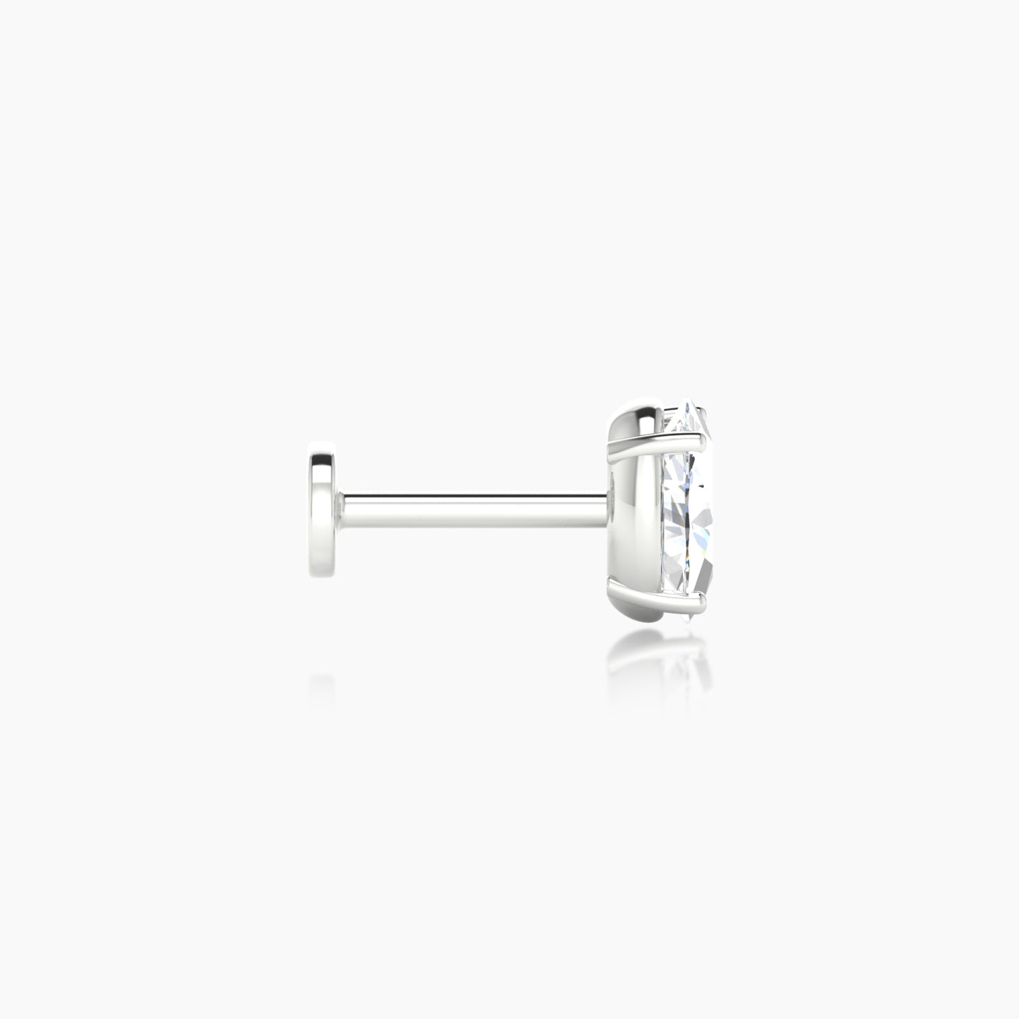 Nut | 18k White Gold 6 mm 6.5 mm Oval Diamond Nostril Piercing