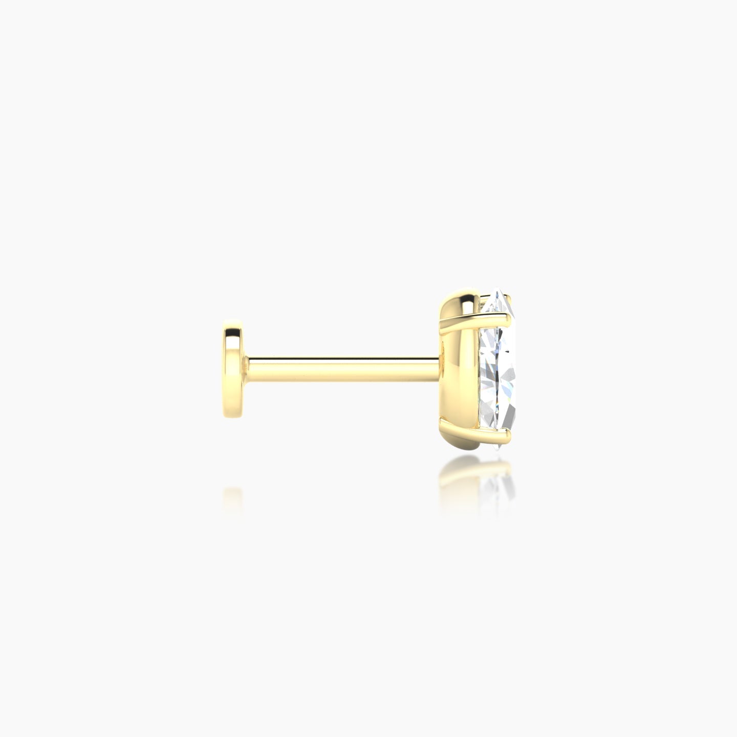 Nut | 18k Yellow Gold 6 mm 6.5 mm Oval Diamond Nostril Piercing