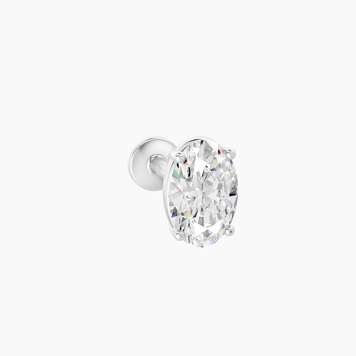 Nut | 18k White Gold 6 mm 6.5 mm Oval Diamond Piercing